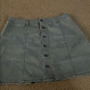 Green button up skirt